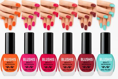 BLUSHIS Long Stay Trendy Colors Nail Polish Combo set of 6 Multicolour