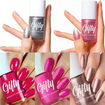 GIFTY No Toxin Nail Lacquer LIIT Combo Pack of 5 Moonlight,Magical Gold,Evening Sand,Valentine Special,Spoiled Diva