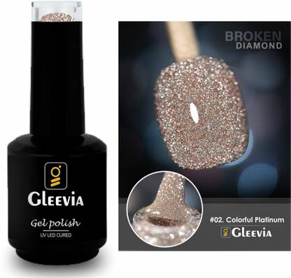 Gleevia Colorfull Disco Reflective Glitter UV Gel Polish UV/LED Cured R2 - 15ml Bottle Shade Code - R2