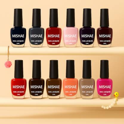 MISHAE Nail Polish Complete 12 Bottle Set for Women – 6ml Each, Multi-Color Combo Set