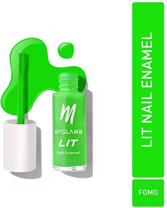 मायग्लैम LIT Nail Enamel - FOMO (Bright Neon Green Shade) हरा