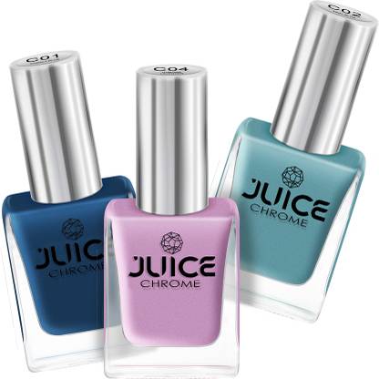 Juice Nail Paint Cobalt Blue - C01 CHROME, Teal Blue - C02 CHROME, Chrome Lavender - C04 CHROME