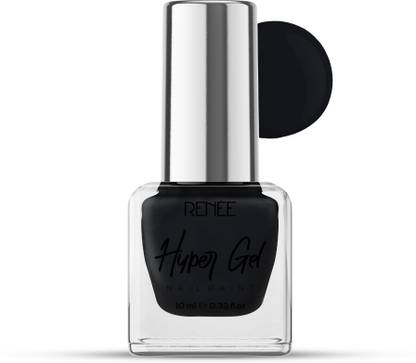 Renee Hyper Gel Nail Paint Onyx Black | Chip Resisting Formula and High Shine Polish Onyx Black
