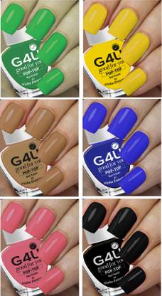 G4U Natural Shine Nail Color 6 Pcs Nail Polish Set A6 GREEN
