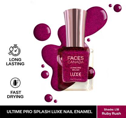 FACES CANADA Ultime Pro Splash Luxe Nail Enamel | Glossy Finish | Quick Drying Ruby Rush (L18