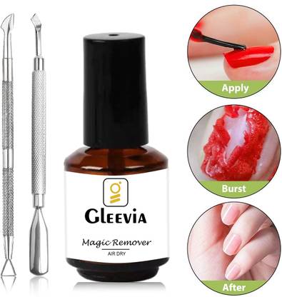 Gleevia Gel Nail Polish Remover with 1Pcs Cuticle Pusher & Nail Polish Scraper Combo Kit