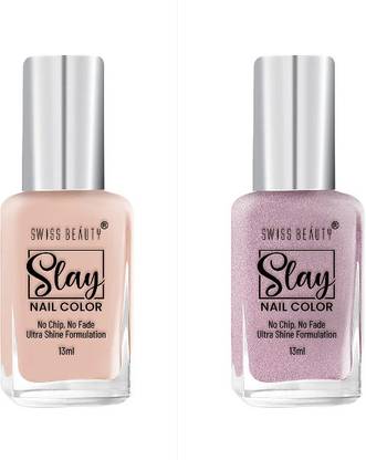 SWISS BEAUTY Slay Nail Color Ultra Shine Formulation (SB-114) (NO-4+49) French Toast, Sheer Elegance