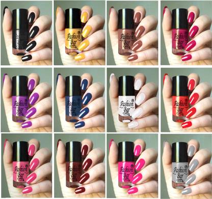 Fashion Bar Glitter Silver Nail Polish Combo Pack of 12 Glitter Silver