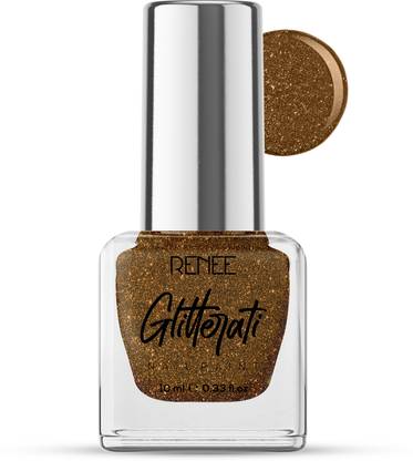 Renee Glitterati Nail Paint Copper Blaze | Chip Resisting Formula with High Glitter Copper Blaze