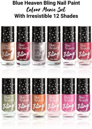 BLUE HEAVEN Bling Nail Paint Colour Mania Set MultiColor