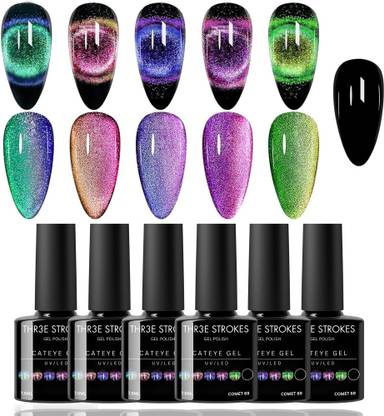 THR3E STROKES UV Gel Nail Polish Set Magnetic Gel Polish Vibrant Colors Cat Eye Gel Polish Kit Comet 69