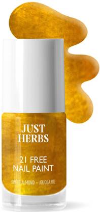 Just Herbs Nail Polish 21 Chemical Free Formula ,Quick Dry, Glossy- Gold Dust