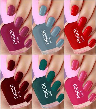 Finger Nail Polish 6 Pcs Multicolor