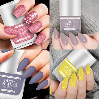 DIRTY SHADES No Chipping-No Fading Longest Lasting Nail Polish Set 4 pcs - 10ml each - (960) Multicolor