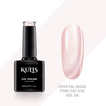 kulis Crystal Nude Pink Cateye UV Gel Polish - Magnetic Cat Eye Effect UV Cured Gel 05 PINKCAT05