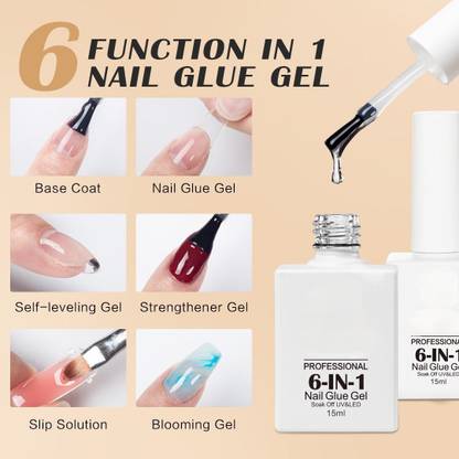 RANORE Professional 6 In 1 Nail Glue Gel Versatile Fake Nails Function Gel transparent