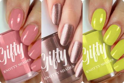 GIFTY No Toxin Nail Lacquer Combo Pack of 3 Be bold,Magical gold,Evergreen