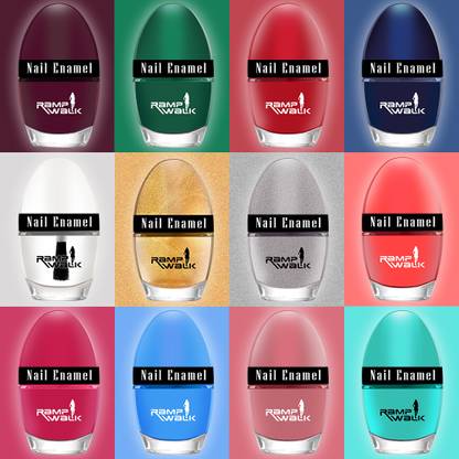 Ramp Walk Jazzy Nail Polish 5 ml each Cyan,Maroon,Red,Green,Blue,Transparent,Mauve,Grey,Golden,Rich Red,Magenta