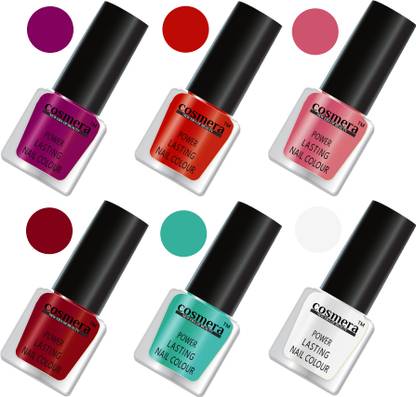COSMERA Quick Dry Long Last High Shine Color Nail Polish Combo Set of 6 Multicolor C33 (11-12-13-19-22-32