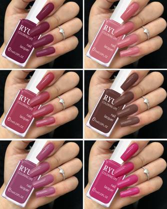 RYUK Lustrous 6-Piece Shine Nail Polish Kit for Dazzling Manicures Multicolor