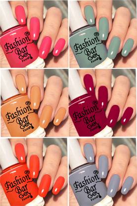 Fashion Bar New Gloss Gel High Shine Nail Polish Pack of 6PC F640 Multicolor