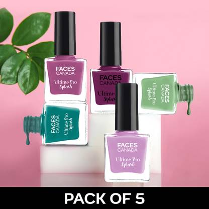 FACES CANADA Splash Nail Enamel Combo | Quick Drying | Pack of 5 Multicolor