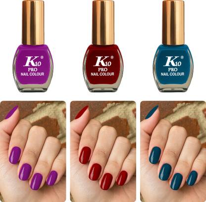 K10 Matte Nail paint combo Purple,DarkRed,NavyBlue