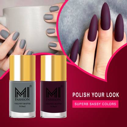 MI FASHION Matte Nail Polish The Ultimate In Sleek, Modern Style For Perfect Look Grey,Wine