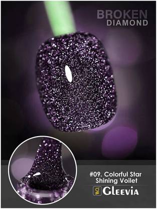 Gleevia Colorful Disco Reflective Glitter UV Gel Polish UV/LED Cured R9 - 15ml Bottle Shade Code - R9