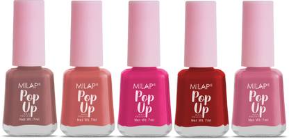 MILAP Pop Up Nail Paint Combo Pack of 5, Quick Drying & Long Lasting 7ml Each 24, 94, 79, 74, 67