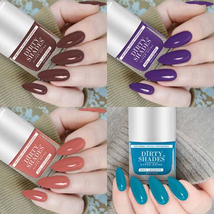 DIRTY SHADES Dazzling Glow Long Stable High Definition Nail Polish Set 4 - 10ml each - (968) Multicolor