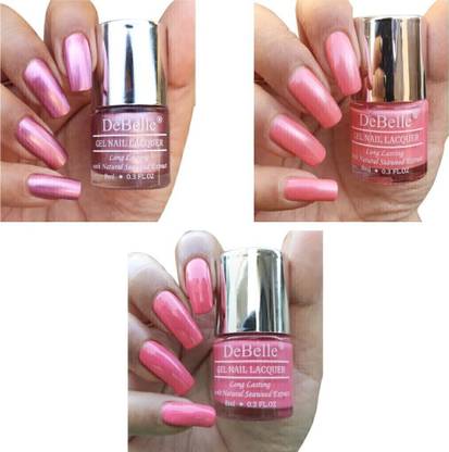 देबेलले Nail Polish Combo Kit of 3 (मैटेलिक पिंक, पिंक शिमर, बेबी पिंक)
