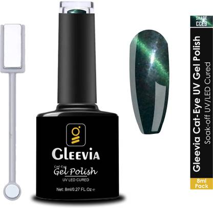 Gleevia Cat-Eye UV Gel Nail Polish| Magnetic Gel Polish 8ml with Dual-Head Magnet CCE9 Shade Code: CCE9- Beetle Green