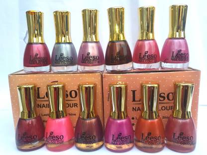 leeso Nail paint Nuber 12 ml (12 pcs Combo pack) Light Multi