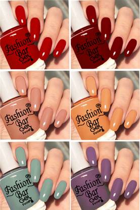 Fashion Bar New Gloss Gel High Shine Nail Polish Pack of 6PC F669 Multicolor