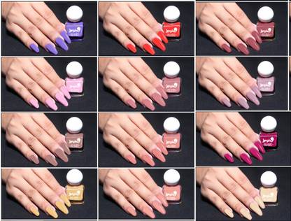 BUSSIN' BEAUTY Glossy Finish Nail Lacquer Kit | Stay Long, Quick Dry Paint With Chip Resistant- 12 Vibrant Shades
