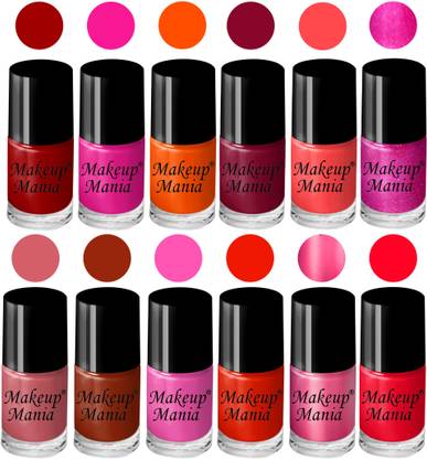 makeupmania Charming Nail Polish Set of 12 Pcs (Set # 156) Red, Pink, Orange