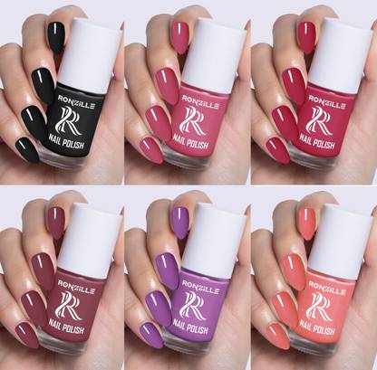 RONZILLE Quick Dry Long Lasting Nail Polish Combo Set Of 6 Combo Of Different Color-10