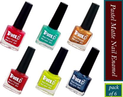 touchup Pastel Matte Nail Enamel, Set of 6, 4 Pastel Matte and 2 Metallic colors 4 Pastel Matte, 2 Metallic colors