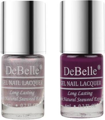 DeBelle Nail Polish Combo 2 Carolyn Charisma, Awesome Andrea (Metallic Light Purple, Dark Majenta)