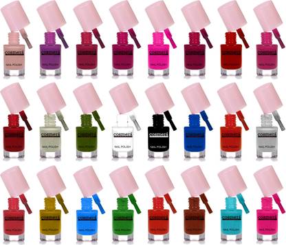 COSMERA Quick Dry Long Last High Shine Color Nail Polish Combo Set of 24 Multicolor M8 Pink