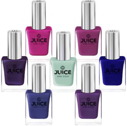 Juice Nail Combo Set Long Lasting, Waterproof Nail Enamel Pink-05, Purple-79, Sky Blue-80, Violet-88, Navy-117, Grape-141, Magenta-194
