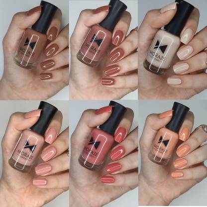 MORAZE COMBO PACK OF 6 NUDE NAIL POLISH 8ML EACH OLIVE-COCOA-IVORY-ROSE-TOOTSIE-AUTUMN