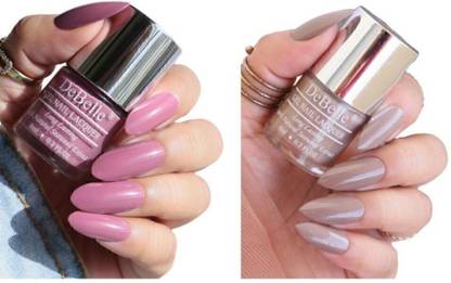 DeBelle Fleur De Pearl Gel Nail Polish Gift Set of 2 Light Mauve (Laura Aura), Light brown (Coco Bean)