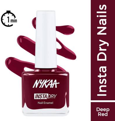 NYKAA Insta Dry Fast Drying Nail Polish Vermilion Views 336 Deep Red (9ml) Deep Red