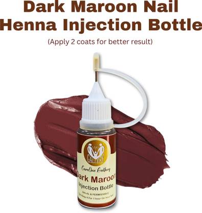 careone gallery Instant Nail Injection Henna Paste Mehendi | Vegan & Halal | Dark Maroon Colour maroon