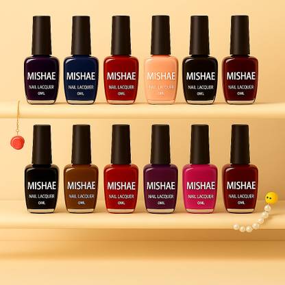 MISHAE Nail Polish Complete 12 Bottle Set for Women – 6ml Each, Multi-Color Combo Set