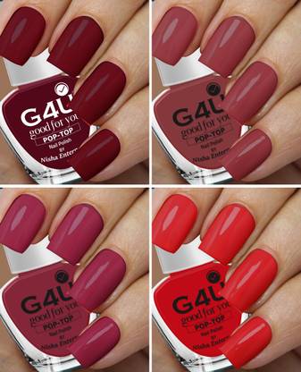 G4U Nail Polish Set 4 Colors Red BroMauve Wine Nail Paints 16-18-19-25 Red, Brown, Wine, Mauve