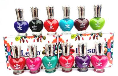 leeso Nail Paint Heart 10ml 12pcs combo pack Multi colour