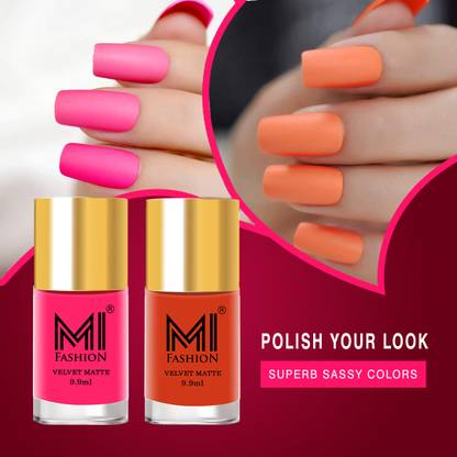 MI FASHION Elevate Your Style With A Matte Finish Nail Polish For All Season Pink,Orange